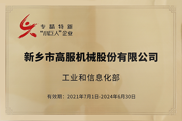2020年，入選“國家級專精特新小巨人”企業